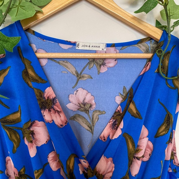 Jon & Anna Blue and Pink Floral MAXI Dress XL - Picture 2 of 4